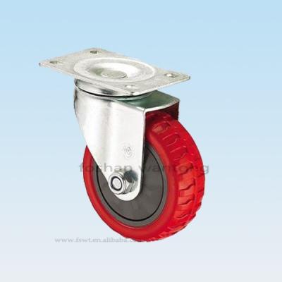 China Industry 4 Inch Swivel Industrial Caster Red Polyurethane Furniture Wheel for sale