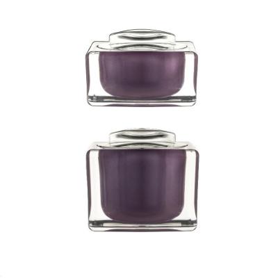 China New Product Skin Care Cream Square Thick Double Wall Acrylic Cosmetic Jar for sale