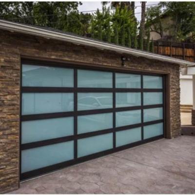 China Hot Selling Automatic Waterproof Or Transparent Frosted Glass Panel Garage Doors For Villa for sale