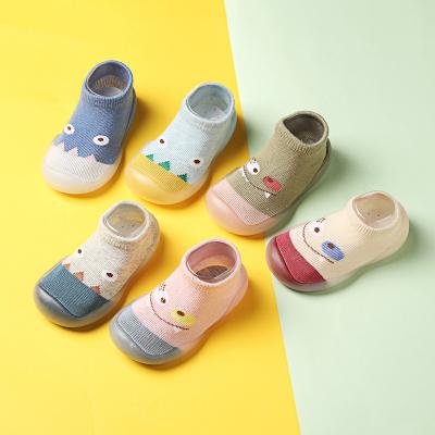 China 2021 New Style Winter Baby Lit Anti-skid Soft Rubber Bottom Floor Learn To Walk Toddler Socks Thick Warm Baby Shoe Socks Children for sale