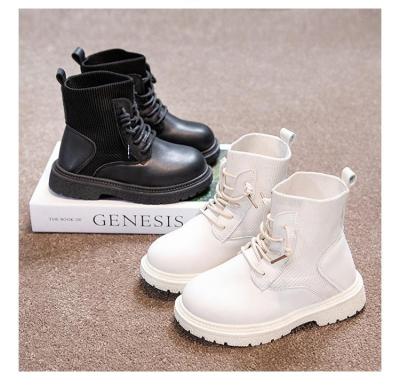 China Autumn And Winter New Fashion Martin Boots Non Slip And Anti-slippery Solid Color Hot Lace Up Korean Baby 4-16 Years Old Boots for sale