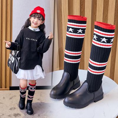 China Wholesale Hot Selling Autumn Leatherette Knitting Sock Long Boots Special Design Kid Girls Breathable For Kids Girls for sale