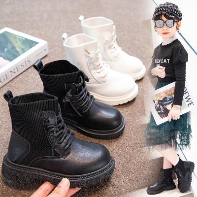 China 2022 Hot Solid Color Martin Boots Non Slip And Anti-slippery Children Autumn And Winter New Fashion Lace Up Korean 4-16 Years Baby Boots for sale