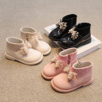 China 2022 Comfortable PU Children Leather Shoes Wholesale Children Anti-slippery Autumn And Winter New Fashion Martin Boots For Girls Non-slip for sale