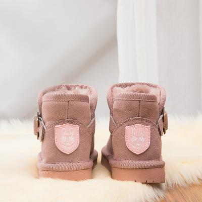 China Factory Price China Winter Anti-slippery Fashionable Fur Non Slip Warm Leather Velvet Outdoor Snow Boots For Girls And Boys for sale