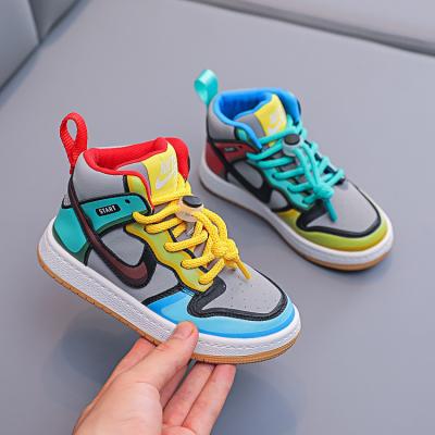 China Durable multiple colors fashion brand flat wholesale top high boy shoes 6 nk yr factory stretching sneakers for kids for sale