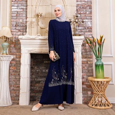 China Modest Muslimah Styling Wholesale Dark Blue Islamic Women's Dresses Muslim Abaya for sale