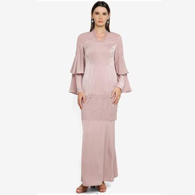 China Modest Muslimah Styling New Design Lotus Leaf Sleeve Dress Comfortable Muslim Fashion Baju Kurung for sale