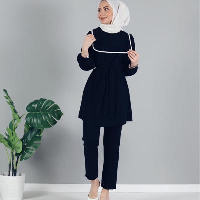 China Normcore/New Minimalist Muslim Ladies Suit Loose Long Sleeve Arab Maxi Dress Plus Size Pants Women's Suit for sale