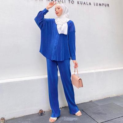 China Normcore / New Stain Minimalist Arab Islamic Muslim Girls Fashion Large Women's Solid Color Long Sleeve Suit for sale