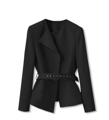 China Anti-wrinkle French design black blazer waist style slim cropped classic tuxedo woman dressing for sale