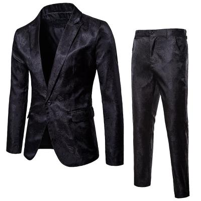 China 2022 new autumn men's one-button stage performance breathable luminous dark suit fashion face print casual suit for sale