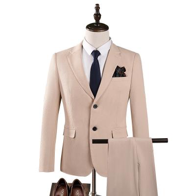 China Breathable khaki spring and autumn fashion men's casual banquet suit Korean version slim business suits for men for sale