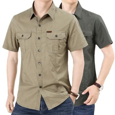 China Summer Army Green America Sleeve Multi-pockets Military Men Breathable Work Shirt Style Short Shirt For Young Man for sale