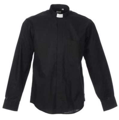 China Clergy Shirts Factory Custom Black Clergy Shirts Full Collar Breathable Clergy Shirt Men Long Sleeves Plus Size for sale