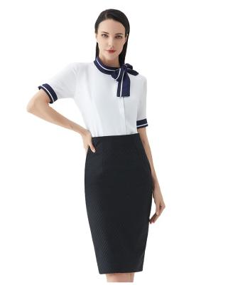 China Custom Clean Wear Anti-pilling Professional Work Suit Set Women Stewardess Uniforms With Logo for sale