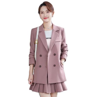 China Fashion/Purple Comfortable/Causal Japanese Style Mini Pleated Short Skirt Working Uniform Customized Young Girl 2 Piece Tuxedo Suit Set For Summer for sale