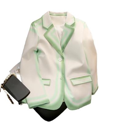 China Anti-wrinkle OEM spring gradient suit jacket loose female and fashion light green discoloration blazer color autumn women's wear for sale