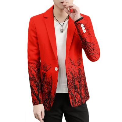 China Anti-Wrinkle Customized Plus Size Slim Fit Prom Blazer Men Suit Casual Wear Jacket Printed Gradient Mens Tuxedo Jacket for sale