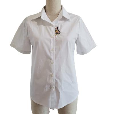 China Wholesale Guangzhou anti-pilling embroidery shorts sleeve girl's white shirt summer white shirt for sale