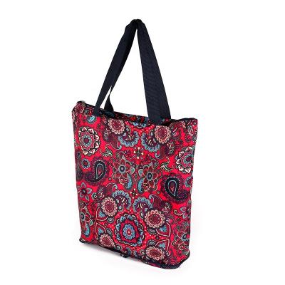 China PVC folding print, printed with adhesive tape, features, wallet style waterproof foldable shopping bag for sale