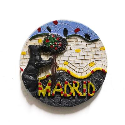 China Hand Painting Durable Fridge Magnet Resin Souvenir 3d Construction Madrid Magnetic Fridge Magnet for sale