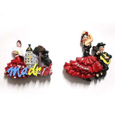 China Durable Resin Fridge Magnet Cheap Resin Souvenir Customization Toredor Woman Dancing Bull Spain Fridge Magnet for sale