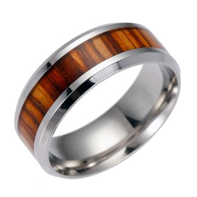 China New Fashion Environmentally Friendly Stainless Steel Enamel Luxury Natural Wooden Curtain Men's Jewelry Rings for sale