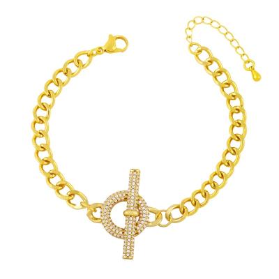 China 2022 Environmentally Friendly New Style Delicate Hip Hop Jewelry Charm CZ Chain Bracelet Zircon Link Bracelet for sale