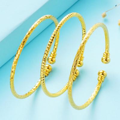 China Customized Luxury Popular High Quality Environmentally Friendly Dubai Jewelry Light Bangle 24K Gold Plated Adjustable Bangles for sale