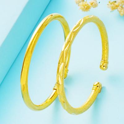 China Factory low price fashion environment friendly jewelry 24K gold high quality gold plated copper bangle for women cuff bracelet for sale