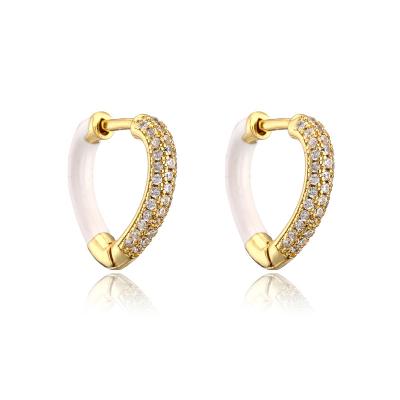 China Fashion Bohemian Environmental Friendly Wholesale Jewelry Personalized Multi Color Rhinestone Heart Circle Stud Earrings For Women for sale