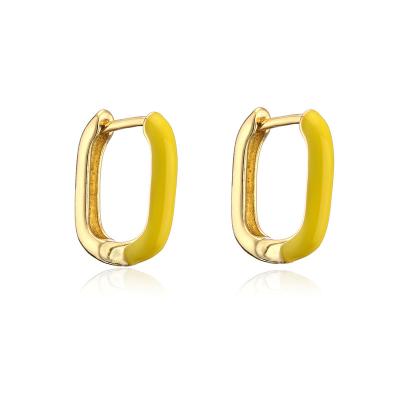 China Simple Wholesale Fashion Jewelry Environmentally Friendly 18k Gold Plated Enamel U Shape Hoop Earrings For Women for sale