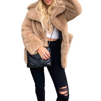 China 2020 QUICK DRY Oversized Brown Women's Winter Faux Fur Coat Ladies Warm Short Fashion Jacket Women's Oversized Causal Coats for sale