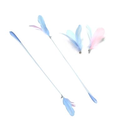 China Environmentally Friendly Funny Feather Pet Cat Riddle Wand Stick Toy for sale