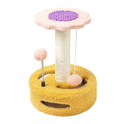 China Sustainable Sisal Fabric for Cat Large Scratching Sunflower Post Deluxe with Bell Ball for sale