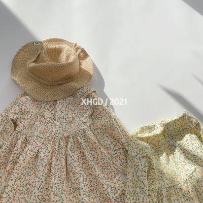 China 2022 spring fashion new children's dress children's breathable cotton style long-sleeved lace floral prickly soft dress for sale