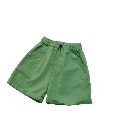 China Color Fade Proof 2022 Summer Toddler Size Unisex 100% Cotton Kids Shorts Solid Elastic Casual Girls Boys Shorts for sale