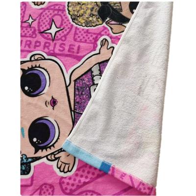 China Compressed 100% polyester microfiber front side+100% cotton terry backside sublimated printed beach towel for promotion gifts for sale