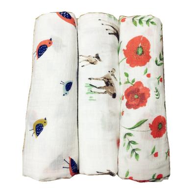 China Disposable Custom Print Organic Cotton Baby Muslin Wrap Covering For Baby for sale