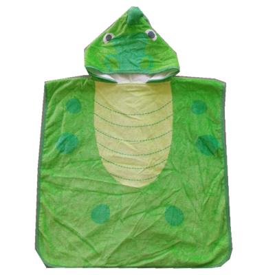 China Sustainable 100% Cotton Baby Animal Hooded Poncho Towel With Custom Design for sale