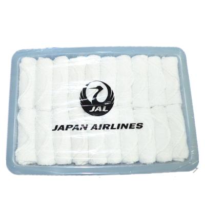 China Compressed Cotton Airline Hot Towel With Tray for sale