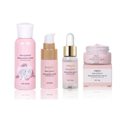 China Whitening Customizable Skin Care Products Nourishing Rose Extract Whitening Moisturizing Skin Toner Lotion Serum Set for sale