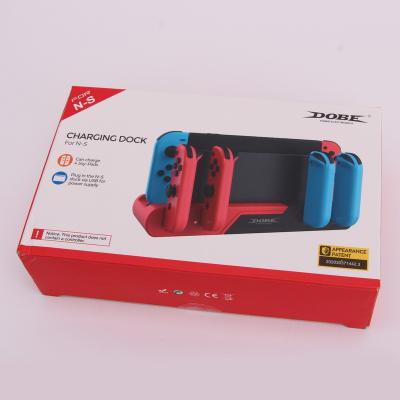 China USB Charging TNS-0122B Charger Dock Stand Station Charging Stand for Joy-Con oled Game Switch and Console Red-Black for sale