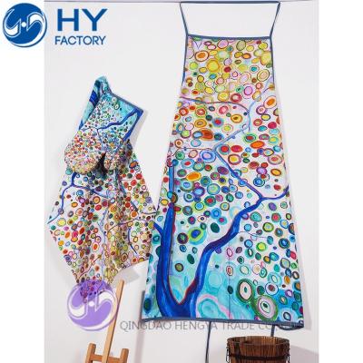 China Kitchen and Sales and Promotion Cotton Oven Glove Tea Towel Digital Printed Apron for sale