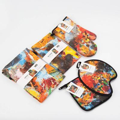 China Digitally Printed Cotton Oven Mitt Custom Oven Glove for sale