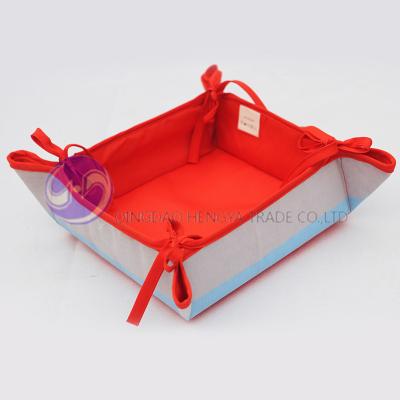 China Custom Printed Line Sustainable Fabric Loaf Cotton Basket for sale