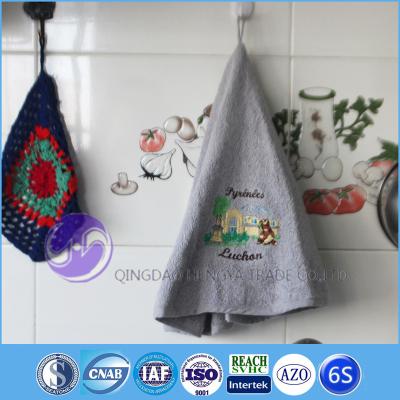 China Durable Hanging Terry Round Embroidery Cotton Kitchen Hand Towels With Ties for sale