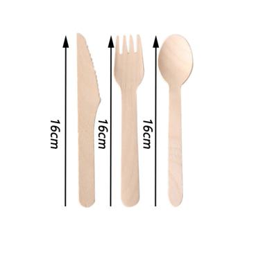 China Hotel Restaurant Home Disposable Wooden Cutlery Sets Knife Serving Fork Picnic Cutlery Spoon Wedding Favors Eco-Friendly Travel Portable Suit for sale