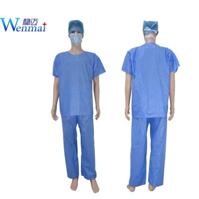 China Hubei Wenmai Xiantao Breathable Disposable Medical Scrubs Nurse Scrub Suit In Short Sleeves Scrub Sets for sale